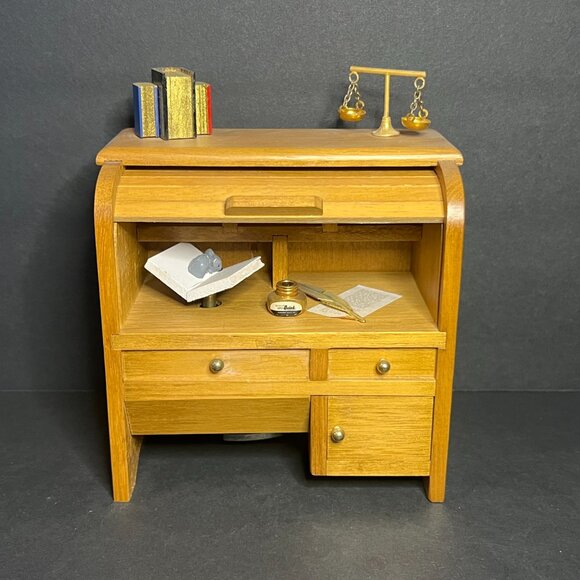 Vintage Rare Berkeley Musical My Favorite Things Wooden Roll Top Desk Music Box - Picture 2 of 9